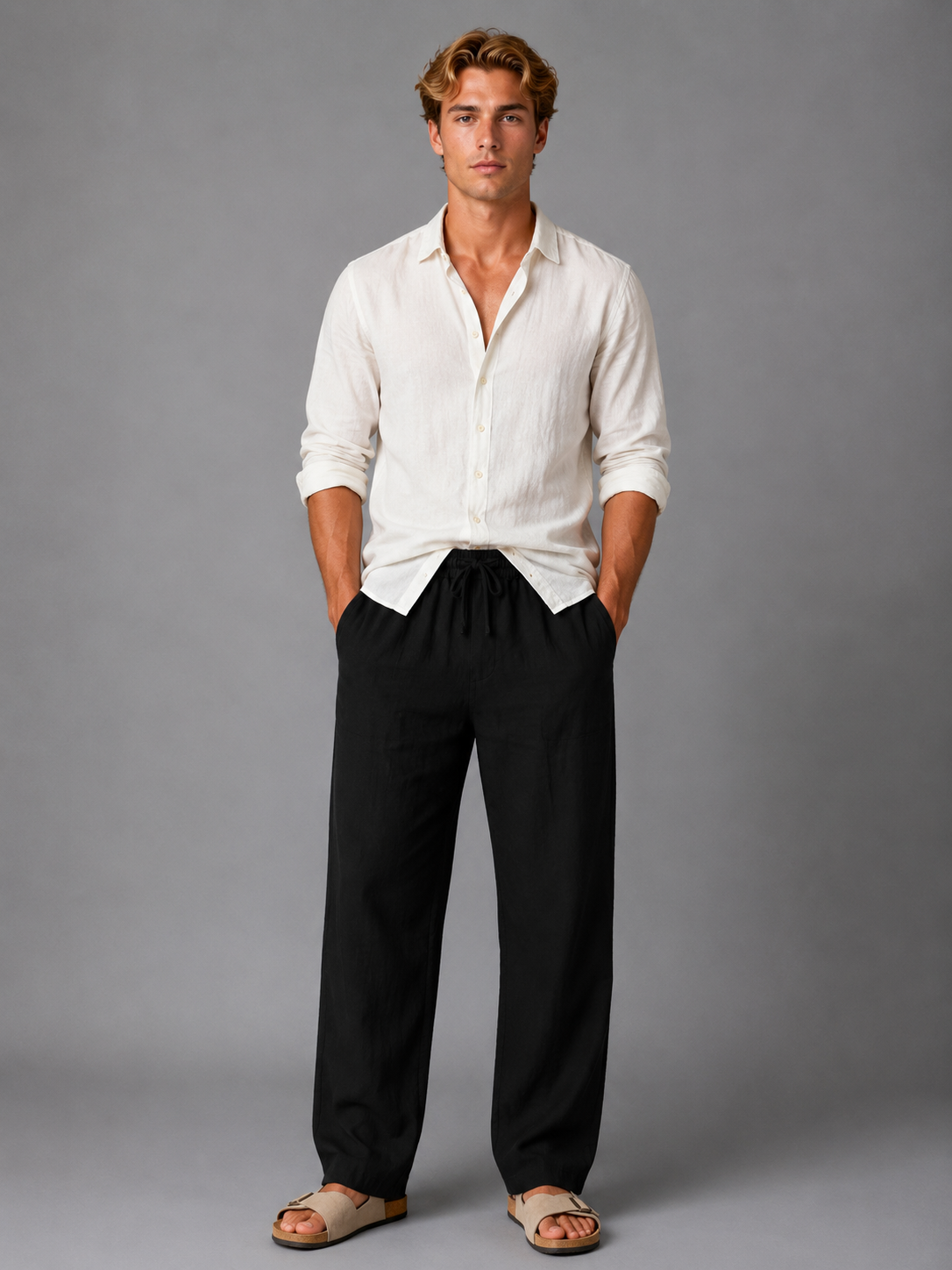 JOSÉ | PANTALONES DE LINO CON CORDÓN