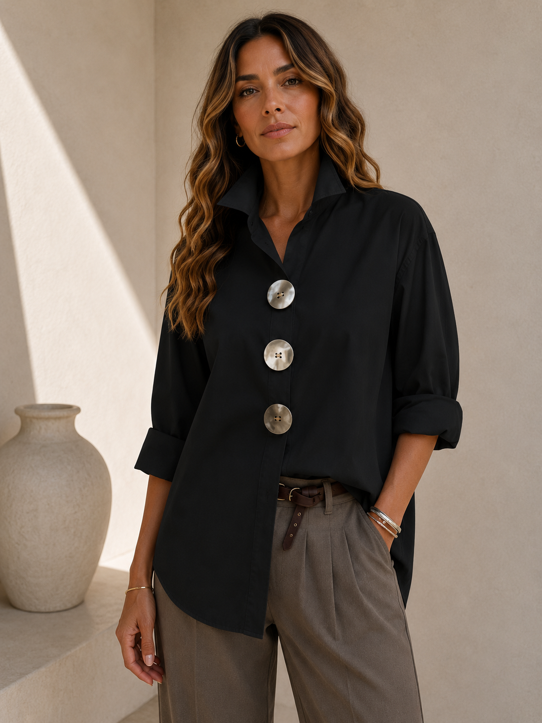 NATALIA | BLUSA DE ENTRETIEMPO DE SOLAPA SUELTA