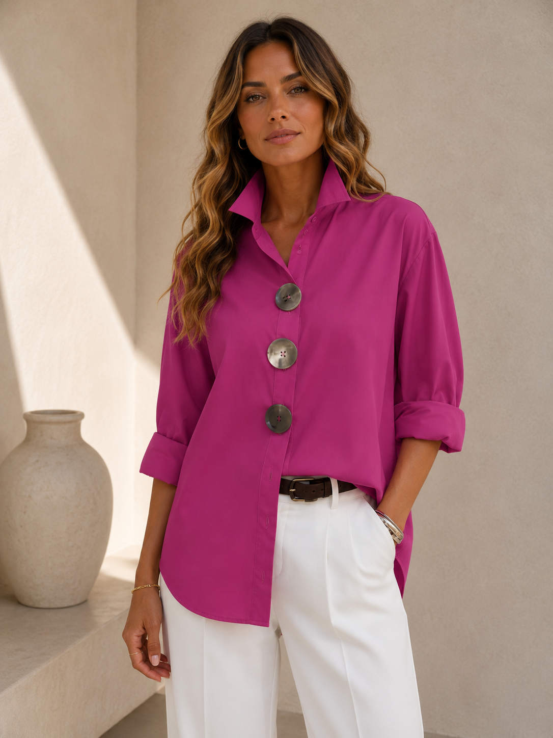 NATALIA | BLUSA DE ENTRETIEMPO DE SOLAPA SUELTA