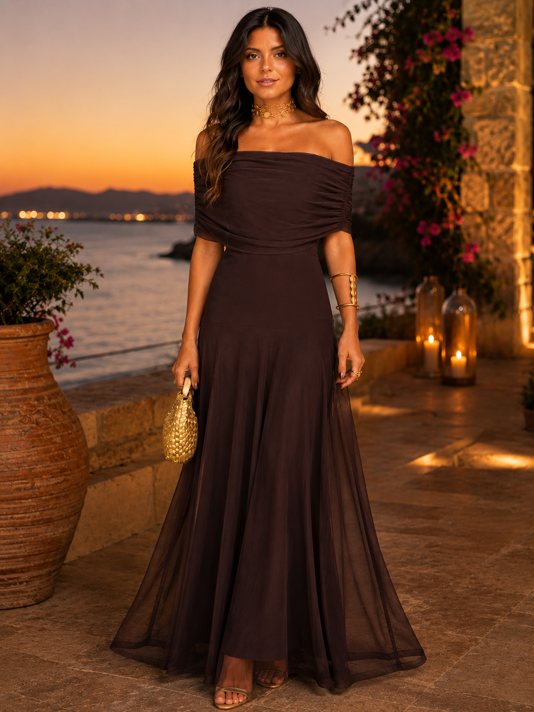 CAMILA | ELEGANTE VESTIDO LARGO DE MALLA
