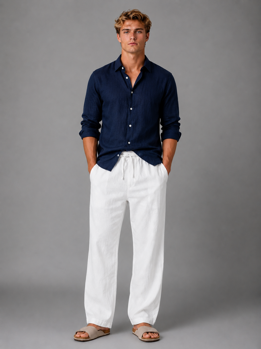 JOSÉ | PANTALONES DE LINO CON CORDÓN