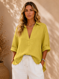 EMMA | BLUSA DE LINO CON CUELLO EN V