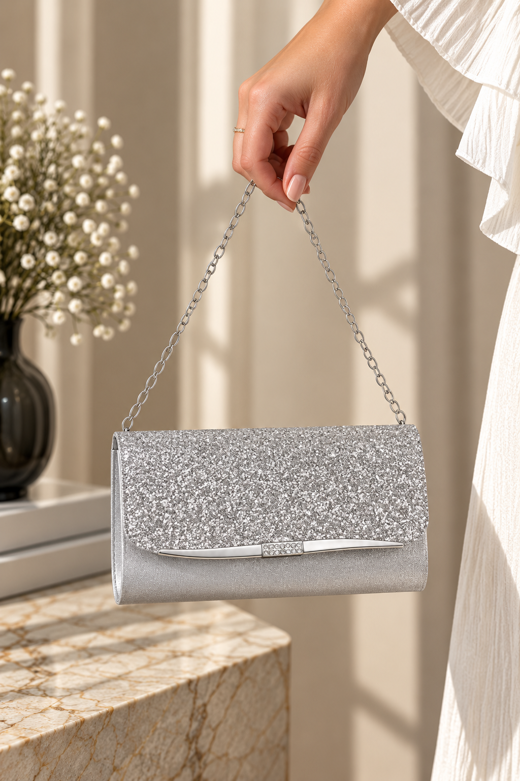 CELESTE | BOLSO CLUTCH BRILLO