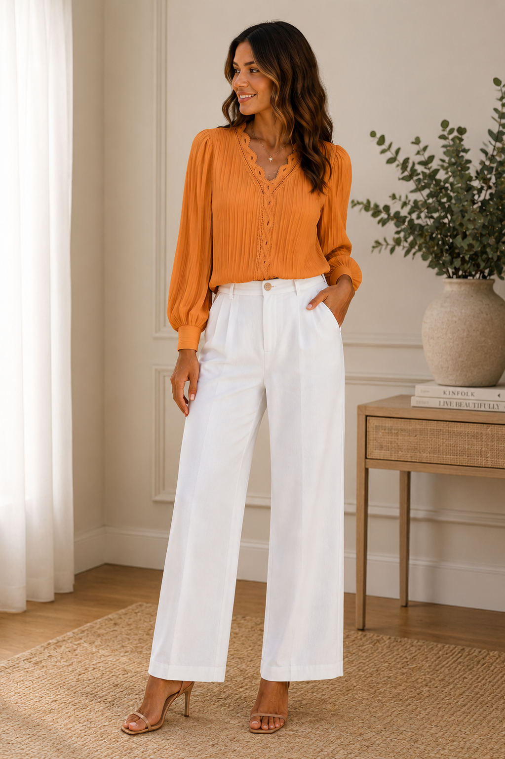 VERA | BLUSA ELEGANTE DE VERANO CON ENCAJE CALADO