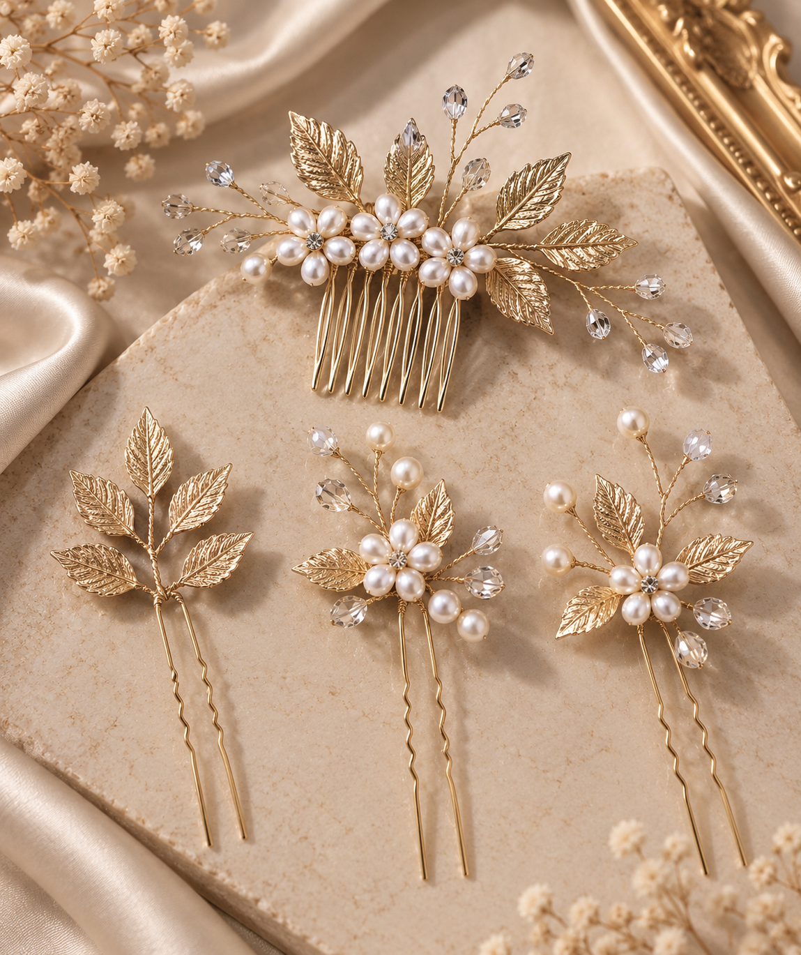 AURELIA | SET DE HORQUILLAS Y PEINETA FLORAL