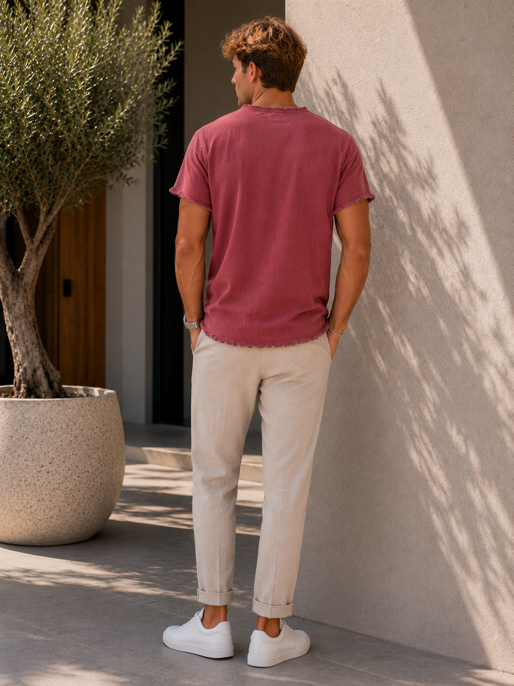 LUCAS | CAMISA RETRO DE LINA Y ALGODÓN CON CUELLO EN V