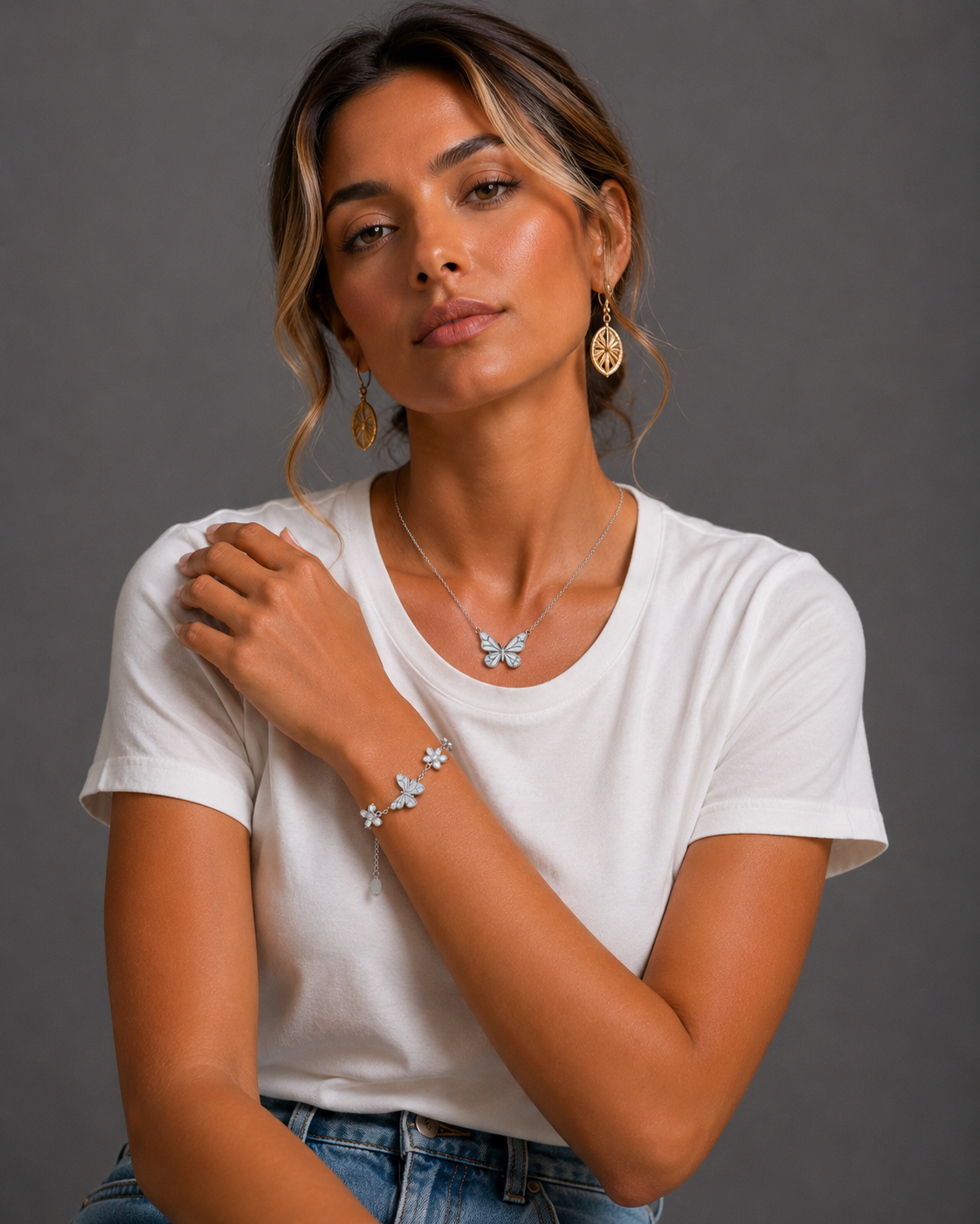 COJUNTO | COLGANTE Y PULSERA CON MARIPOSA AZUL
