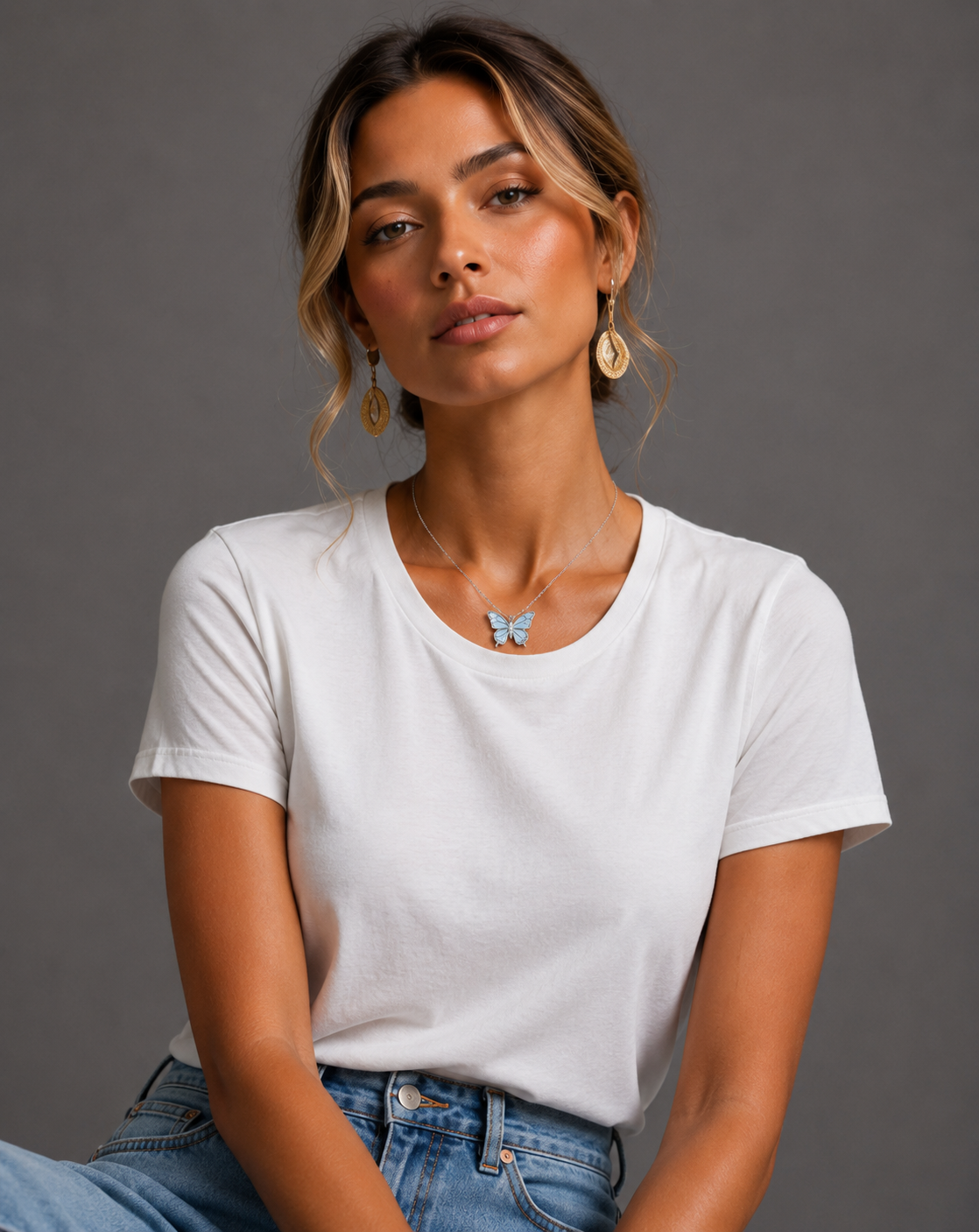 COJUNTO | COLGANTE Y PULSERA CON MARIPOSA AZUL