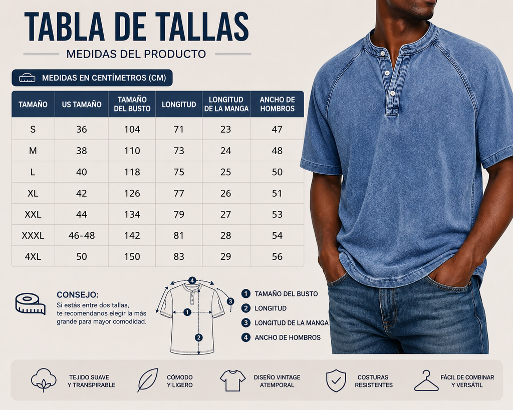 PEDRO | CAMISA VINTAGE DE HOMBRE CON BOTONES