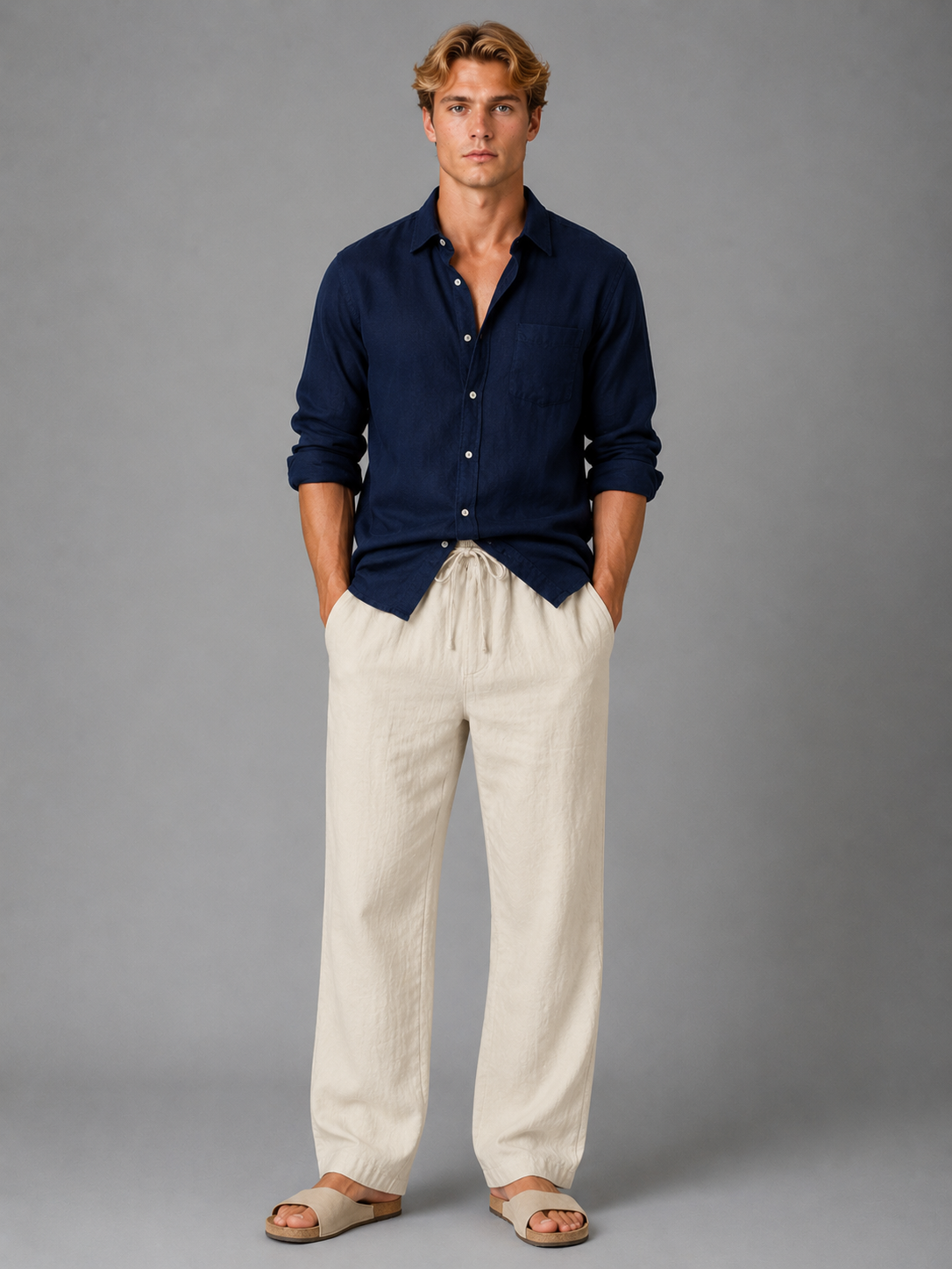JOSÉ | PANTALONES DE LINO CON CORDÓN