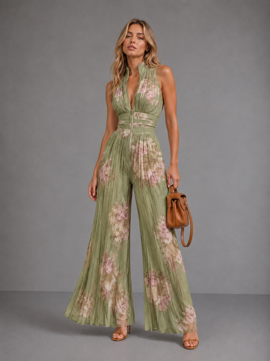 NATALIA | MONO ELEGANTE DE GASA SIN MANGAS