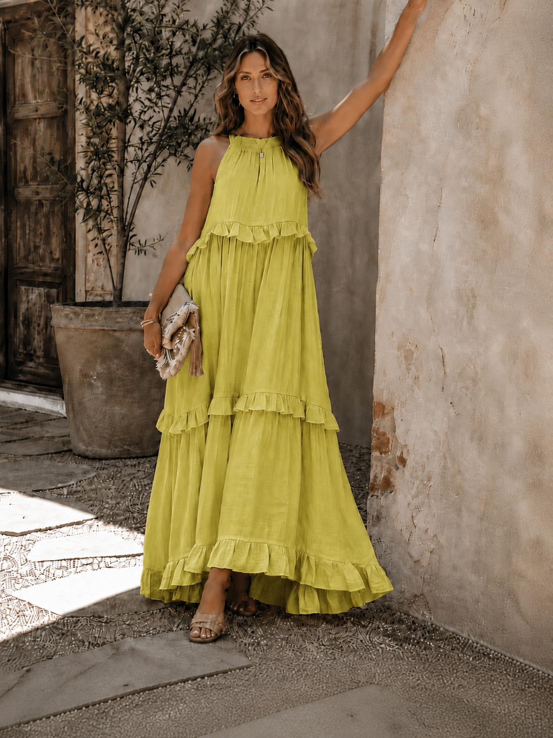 MELISA | VESTIDO SIN MANGAS CON DETALLLES DE VOLANTES
