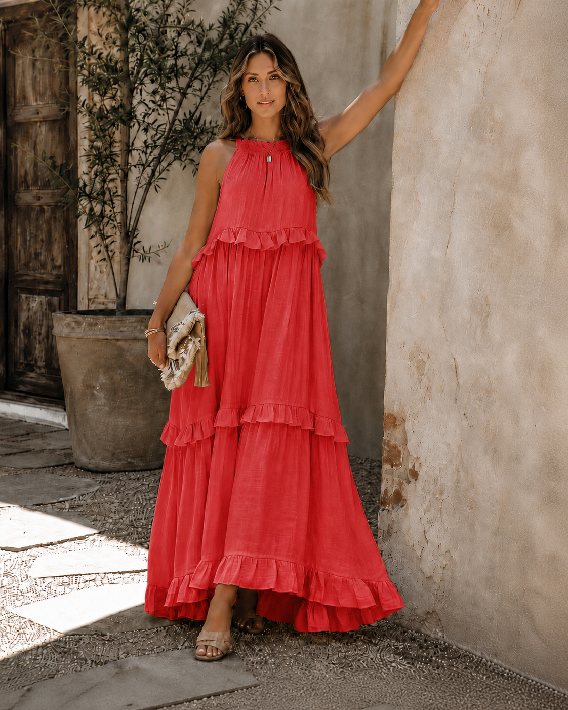 MELISA | VESTIDO SIN MANGAS CON DETALLLES DE VOLANTES