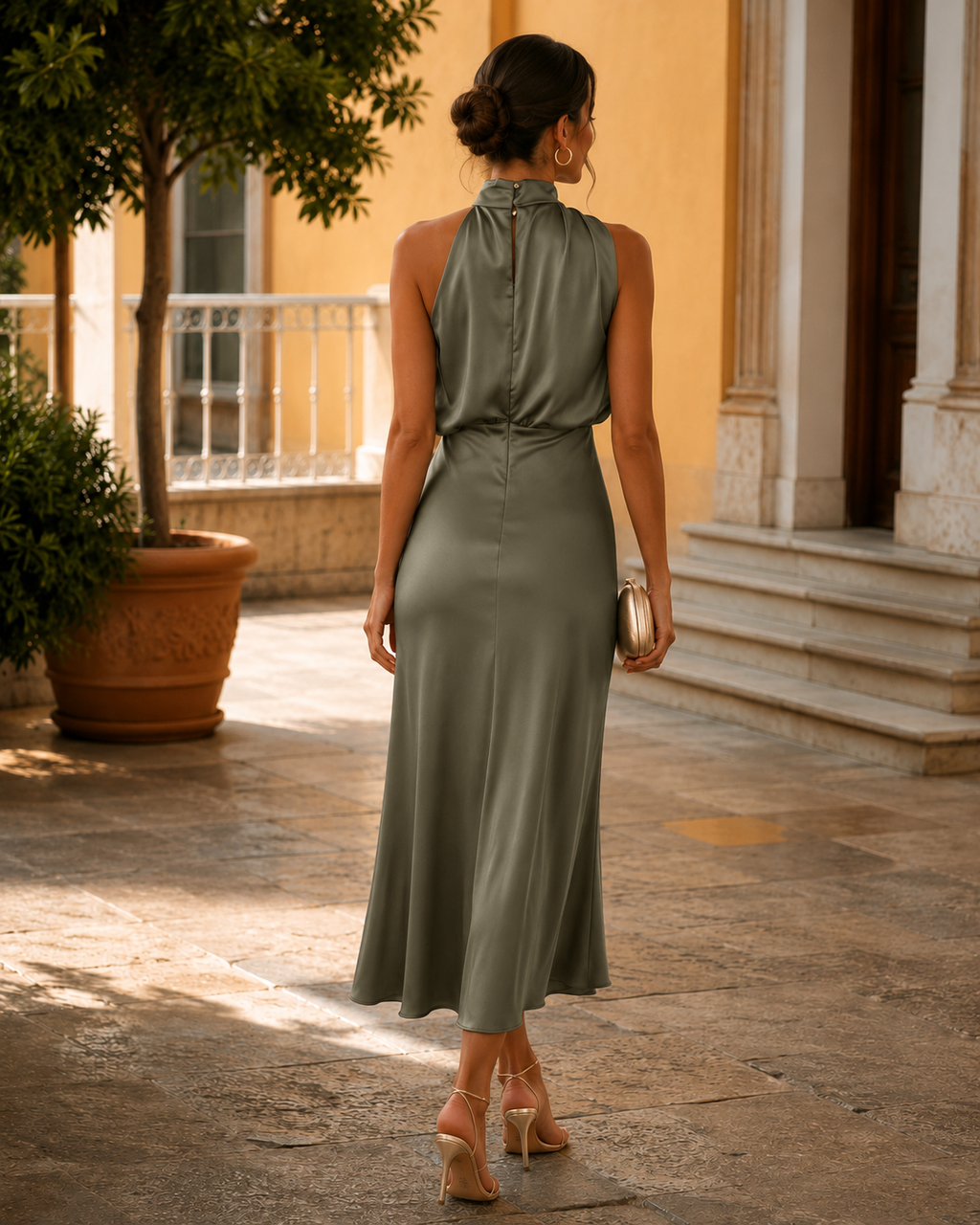 OLIVIA | VESTIDO ELEGANTE DE CUELLO HALTER DRAPEADO