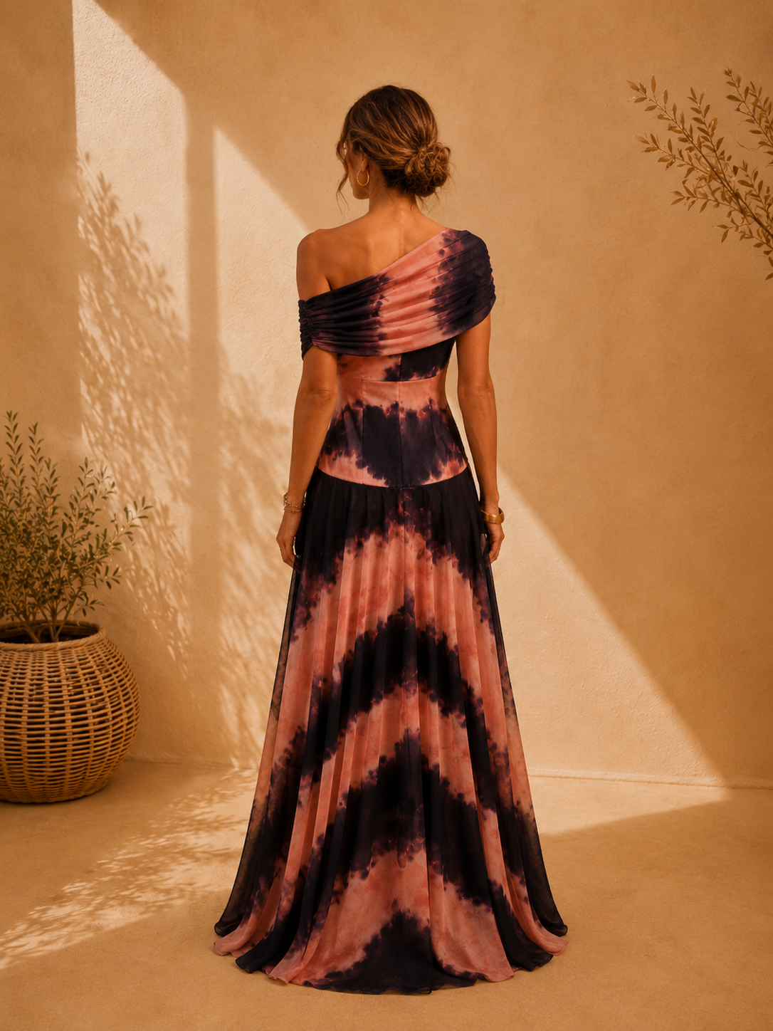 GALA | VESTIDO ESTAMPADO MARRON Y NARANJA