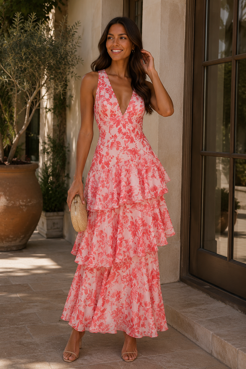 PAULA | VESTIDO DE GASA CON ESCOTE EN V