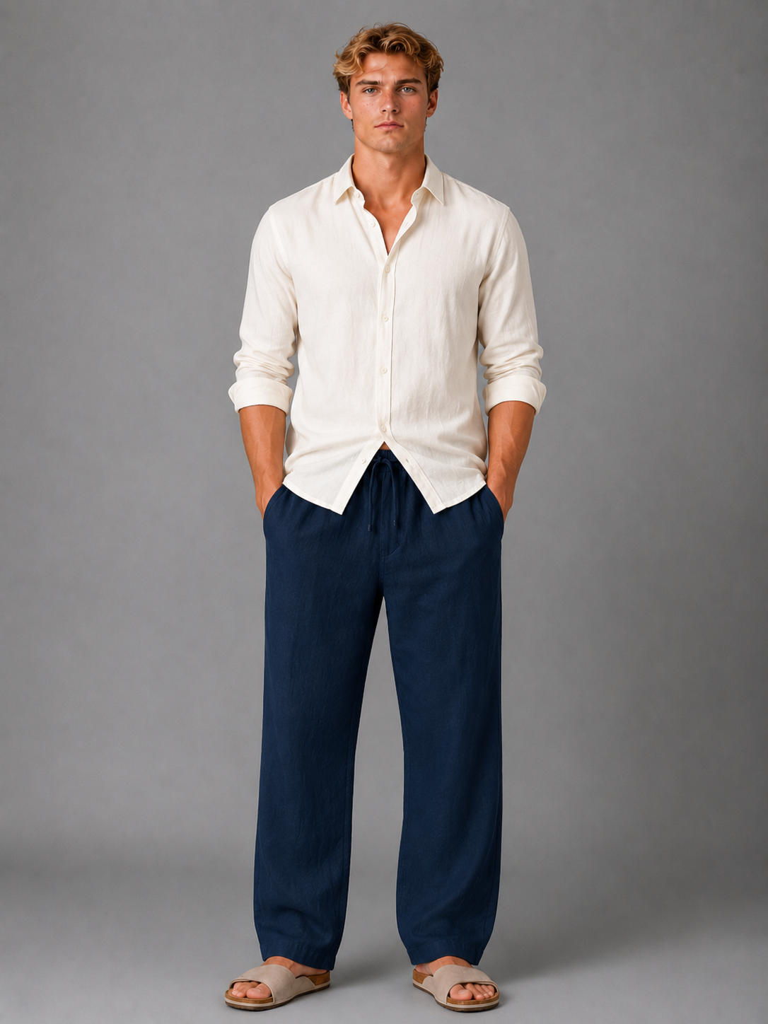 JOSÉ | PANTALONES DE LINO CON CORDÓN