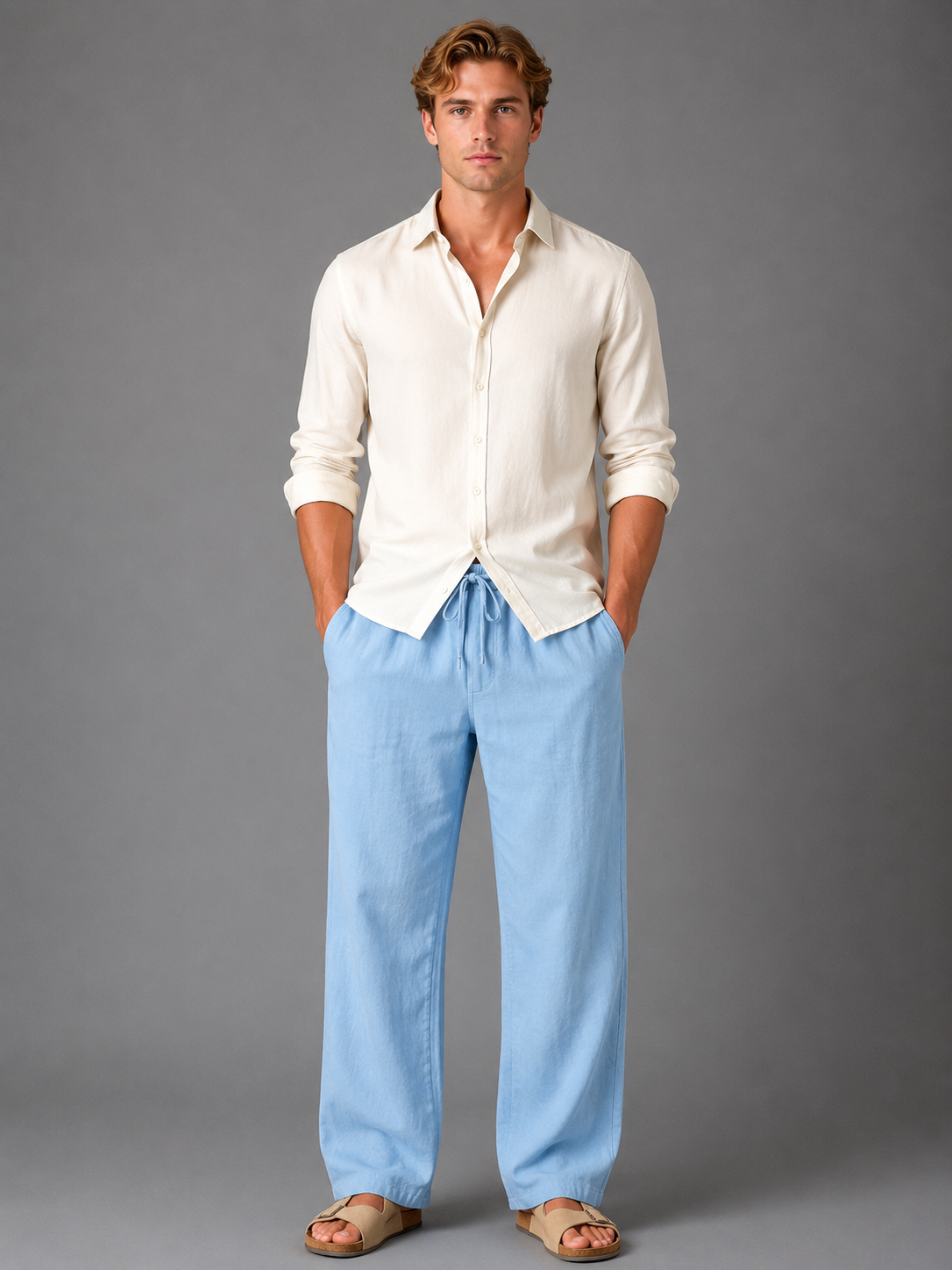 JOSÉ | PANTALONES DE LINO CON CORDÓN