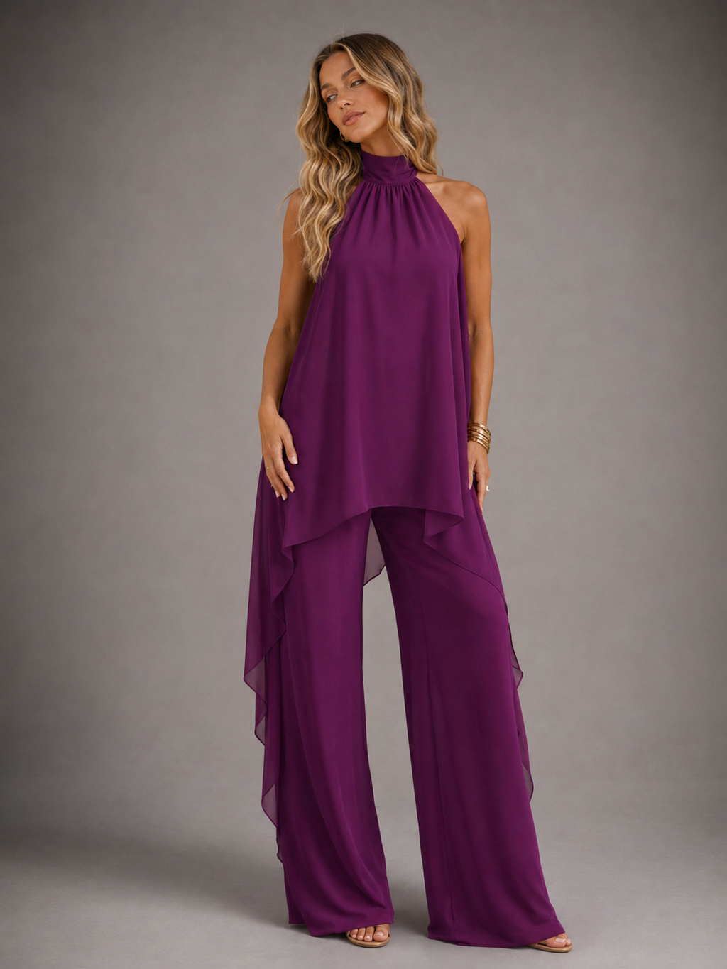 VIOLETA | CONJUNTO TOP HALTER Y PANTALÓN