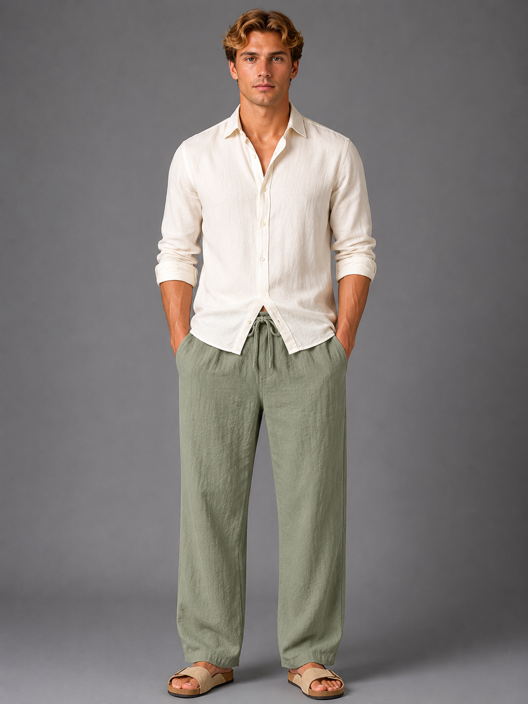 JOSÉ | PANTALONES DE LINO CON CORDÓN