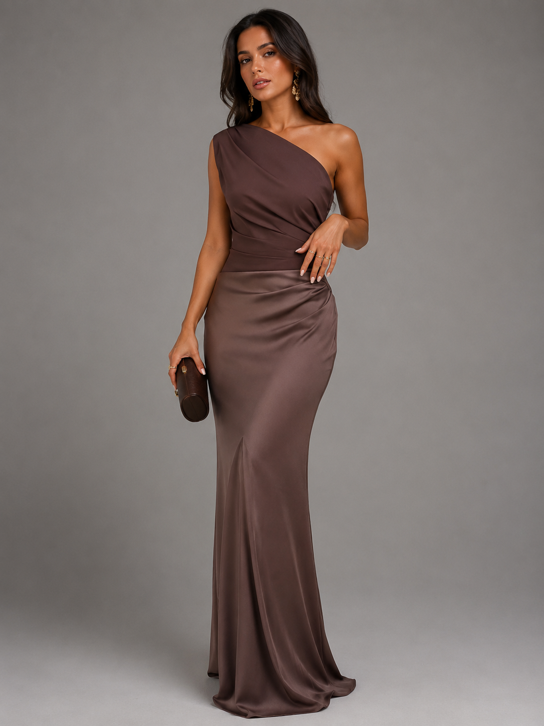 ELENA | VESTIDO LARGO DE SATÉN CON ESCOTE EN V