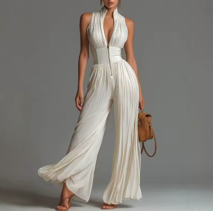 NATALIA | MONO ELEGANTE DE GASA SIN MANGAS
