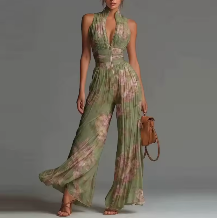 NATALIA | MONO ELEGANTE DE GASA SIN MANGAS