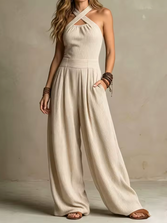 BLANCA | MONO FLUIDO CON ESCOTE CRUZADO ELEGANTE